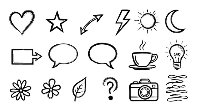 Lifestyle and daily objects hand drawn icon collection