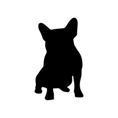 Obraz premium Illustration of black silhouette of a sitting french bulldog dog facing forward