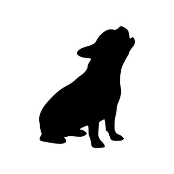 Illustration of silhouette of a french bulldog sitting and howling