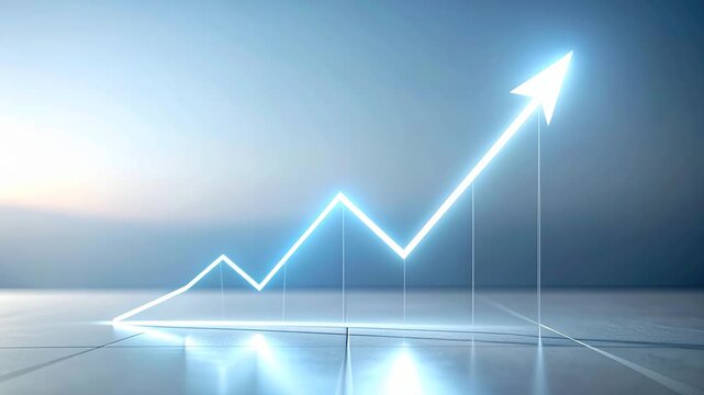 Uptrend Financial Data: An illuminating graph representing upward financial growth, with an arrow symbol, embodying concepts like success, progress, and market expansion.