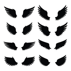 Obraz premium Collection of black wing silhouettes in various positions