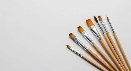 A set of paint brushes on a white background