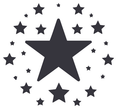 A large central star surrounded by a sparkling circle of numerous smaller stars