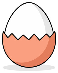 Obraz premium Cartoon cracked egg illustration, shell open, white space inside