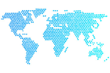 Fototapeta premium world map, Blue Gradient Dotted World Map Vector