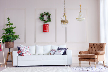 Christmas decor in a studio with lights