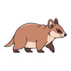 Obraz premium Cute Cartoon Quokka-like Animal Walking Isolated on White Background