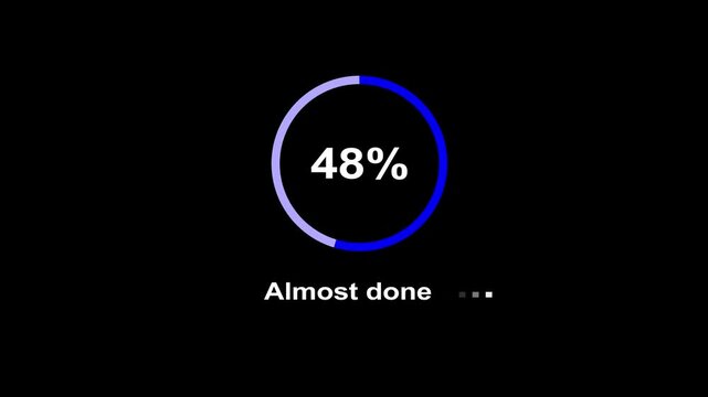 Almost done round circle icon animation 4k. Almost done circle bar animation motion graphic. Spinning Almost done icon Seamless Loop. 