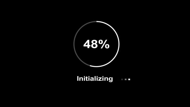  Initializing round circle icon animation 4k.   Initializing circle bar animation motion graphic. Spinning  Initializing icon Seamless Loop. 