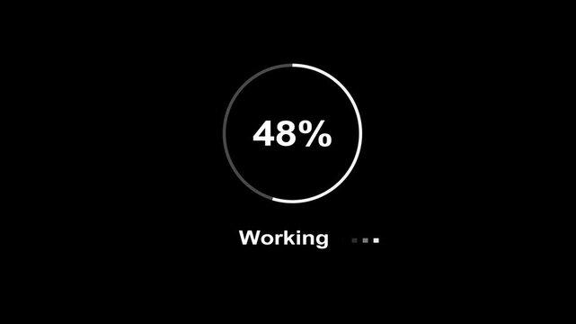  Working round circle icon animation 4k.  Working circle bar animation motion graphic. Spinning  Working icon Seamless Loop. 