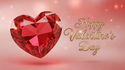 Happy valentine's day with red heart gem