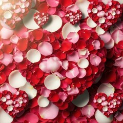 Romantic petal and heart arrangement