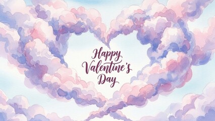 Happy valentine's day heart in the clouds