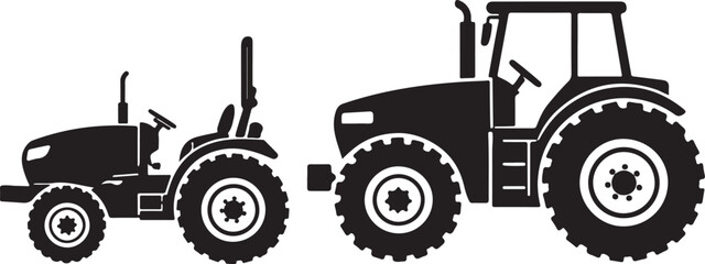 Farm Tractor Lineup Compact and Large Tractor Silhouettes