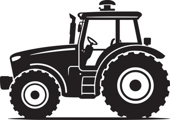 Smart Farming Tractor With Cab Side View Silhouette