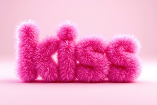 A pink fuzzy letter K, which is surrounded by pink fuzzy letters