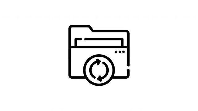 Folder icon with circular arrow overlay. Suitable for technology websites, graphic design infographics, and data management presentations. Perfect for digital organization concepts.
