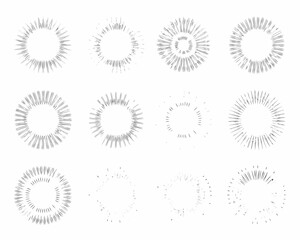 Collection of radial line burst patterns and circular framing elements