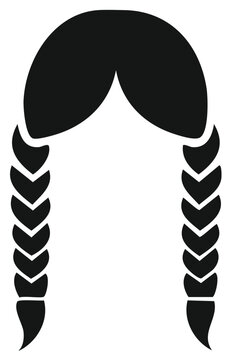 Simple black graphic icon of a female hairstyle with two long braids