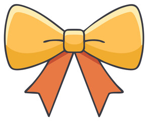 Colorful decorative bow illustration with orange and yellow colors