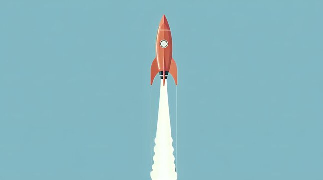A cheerful, illustrative depiction of a rocket taking off. Perfect for concepts related to innovation, ambition, and achieving goals or for space-them