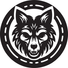 Obraz premium Circular Wolf Emblem Silhouet...