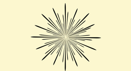 Naklejka premium Radiating Burst Icon – Black Starburst Line Symbol on Light Background