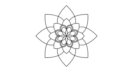 Fototapeta premium Geometric Mandala Flower Icon – Symmetrical Line Art Design