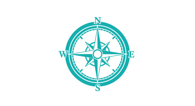 Compass Rose Icon &ndash; Turquoise Navigation and Direction Symbol