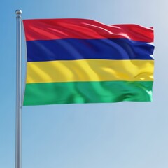 Fototapeta premium Mauritius Flag Waving in Daylight