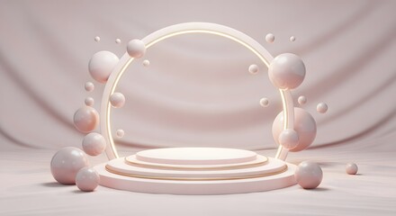 Abstract Pastel Ring Podium with Soft Decorative Elements