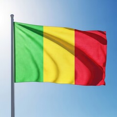 Fototapeta premium Mali Flag Waving Against Clear Blue Sky