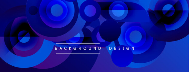 Obraz premium Abstract blue design features overlapping circles, creating dynamic wave effect. Text reads background design centrally positioned.