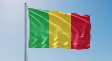 Obraz premium Mali Flag Waving Against Clear Blue Sky