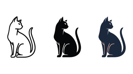 Cat silhouette vector graphics in different colors