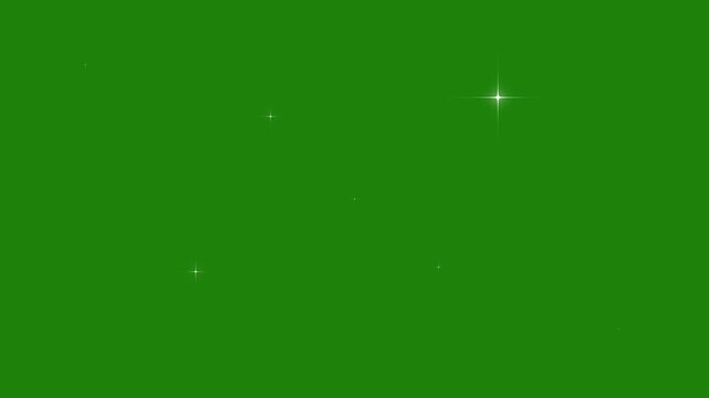 Magical twinkle stars sparkle animation with glowing shine on black background, white sparkling stars twinkle loop animation in flat vector doodle style, glittering star shine motion graphics. 4k