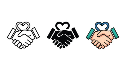 Handshake with heart symbolizing partnership and love