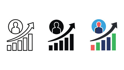 Growth chart icons representing progress and development