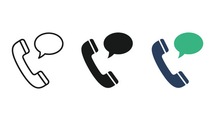 Set of phone icons with speech bubbles in various colors