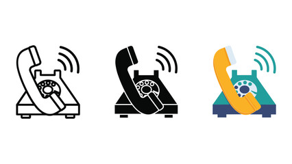 Vintage phone icons in different colors and styles