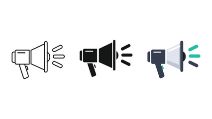 Megaphone icon set for announcement and communication