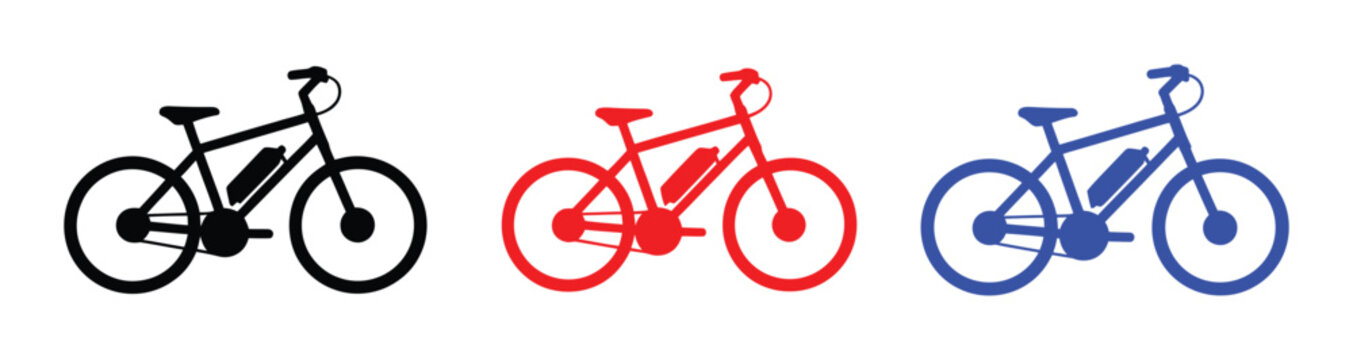 Colorful Set of Minimalist Bicycle Icons