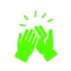 Obraz premium 成功や成果を称えるハイタッチのアイコン(緑)