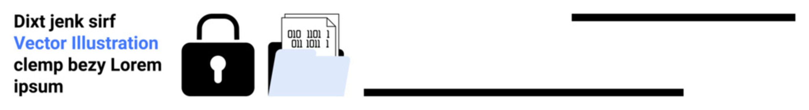 Cybersecurity, data protection, privacy, secure storage, information security, confidentiality. A lock and folder with a document convey data protection and security. Cybersecurity and data