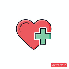 Obraz premium Red Heart with Medical Cross Symbol