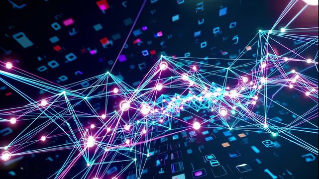 Abstract digital network connections with glowing data lines for technology concept