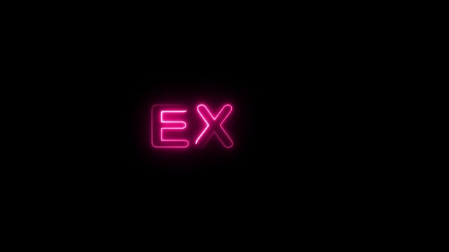 EXIT,  text neon glowing animation on black background. 