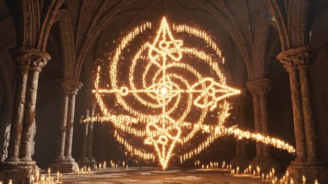 Celtic Knotwork Design with Candles in Church.