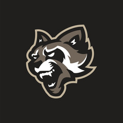 Fototapeta premium Raccoon gamer mascot logo design vector. Raccoon head illustration for sport and esport team.
