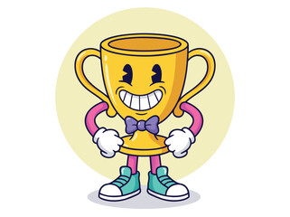 Cartoon Trophy Character with a Big Smile.